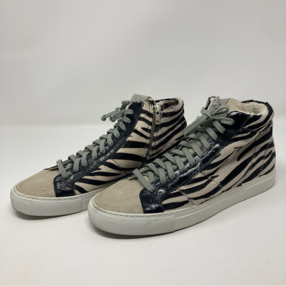 P448 Zebra High Top Sneakers Size 39 / 8.5 - 9